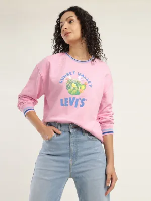 Women's Graphic Pink Crew Neck Sweatshirt
