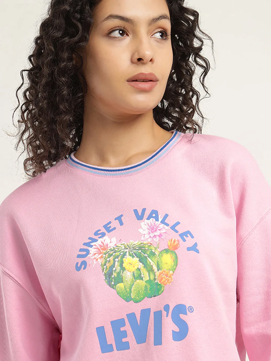 Women's Graphic Pink Crew Neck Sweatshirt