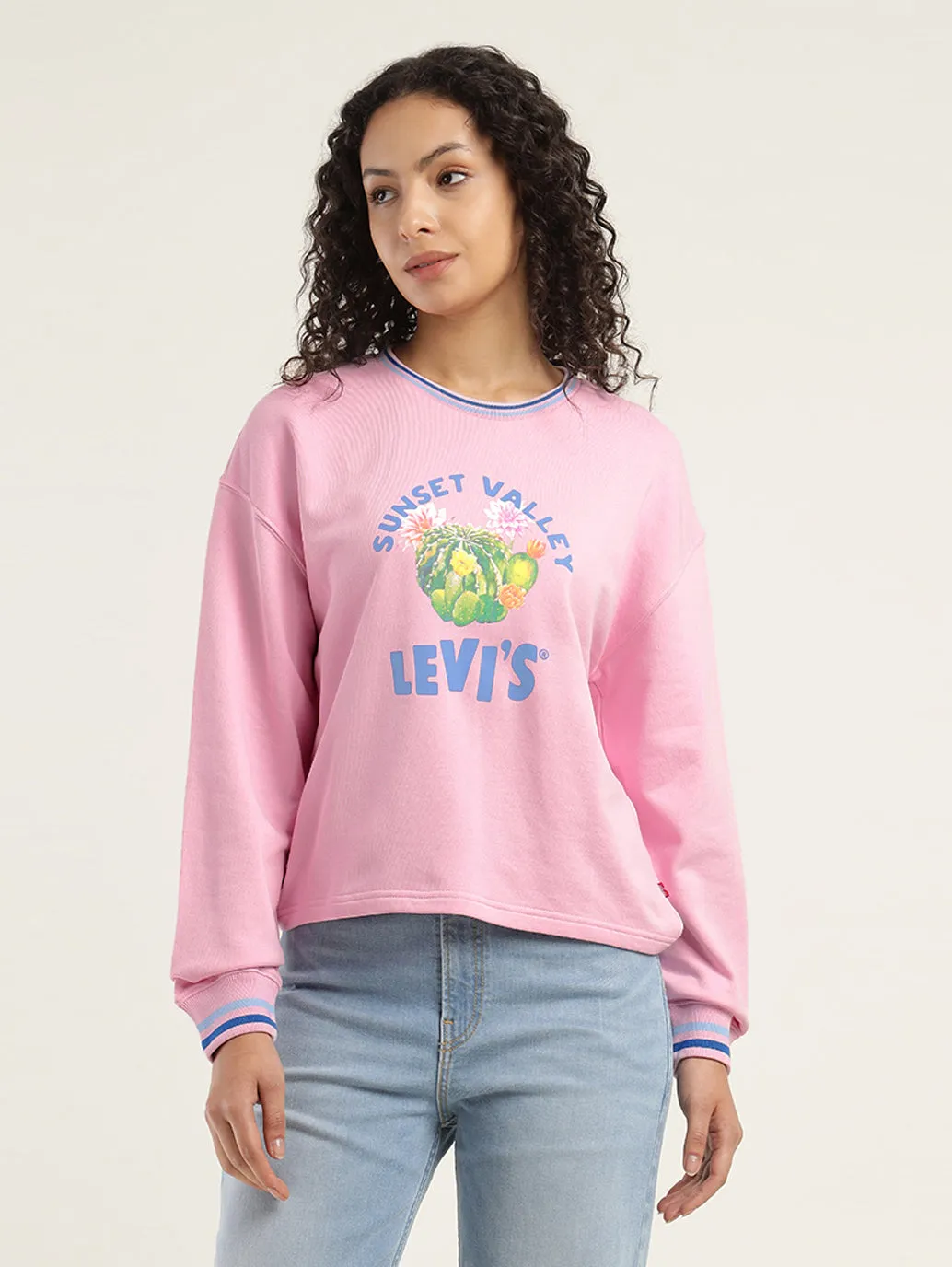 Women's Graphic Pink Crew Neck Sweatshirt
