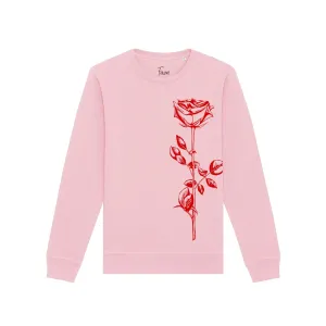 Women's Graphic Sweatshirt | Red Rose on Pink