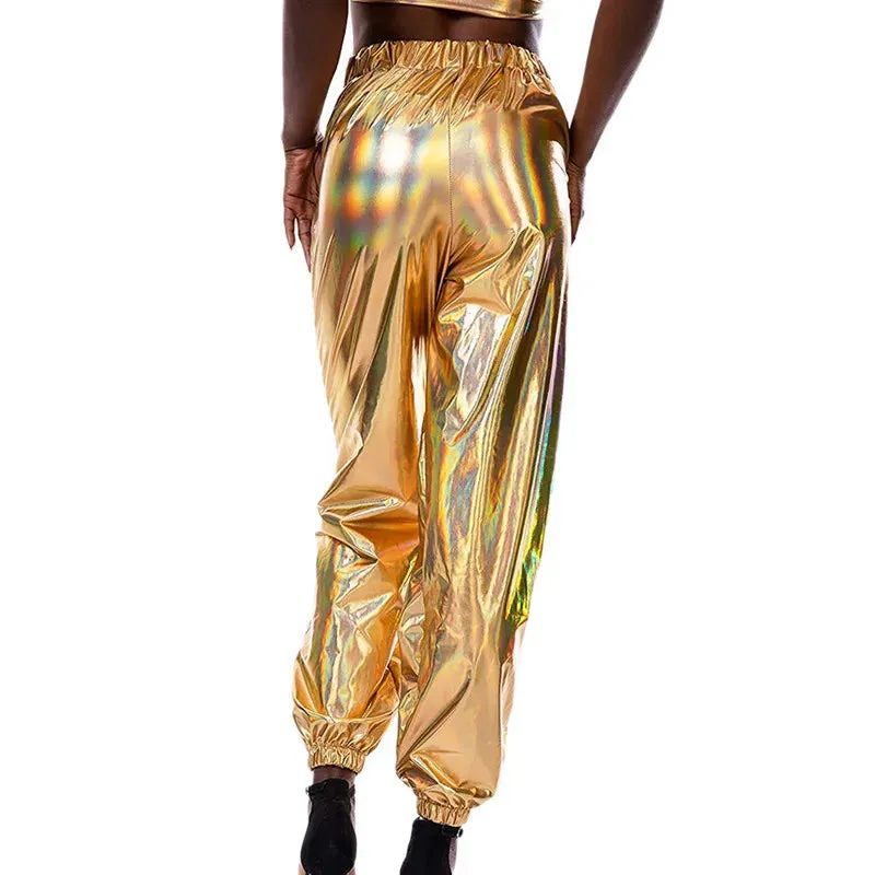Women’s High-Waist Metallic Jogger Pants