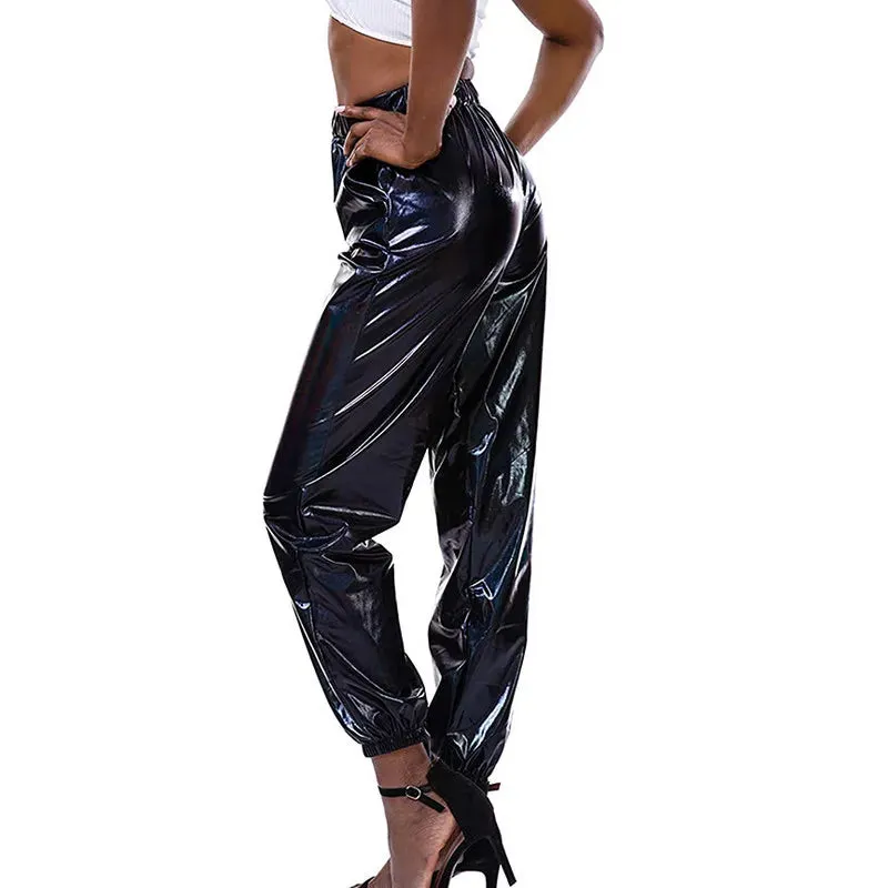 Women’s High-Waist Metallic Jogger Pants