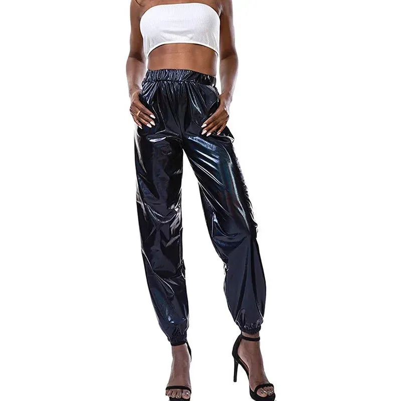 Women’s High-Waist Metallic Jogger Pants