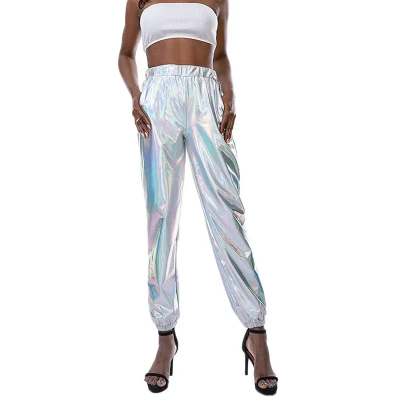 Women’s High-Waist Metallic Jogger Pants
