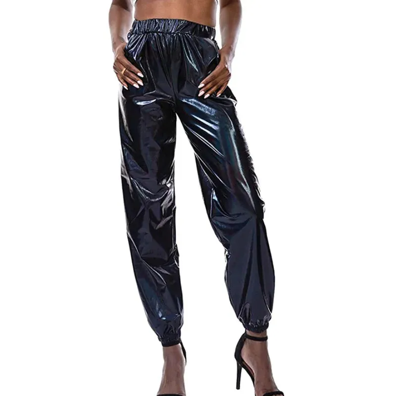 Women’s High-Waist Metallic Jogger Pants