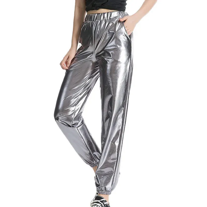 Women’s High-Waist Metallic Jogger Pants