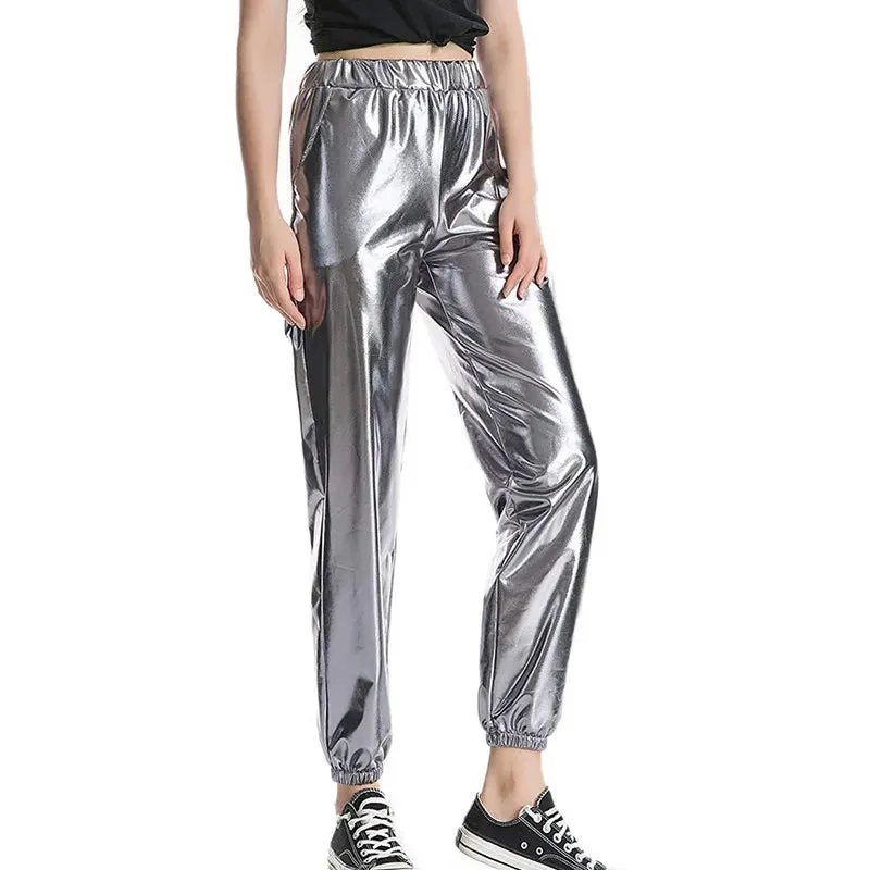 Women’s High-Waist Metallic Jogger Pants