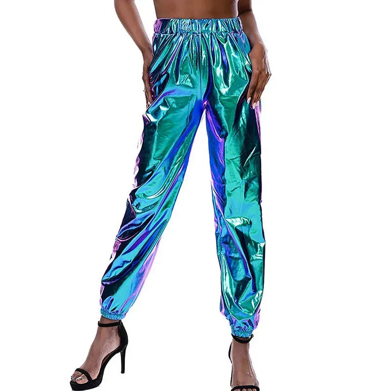 Women’s High-Waist Metallic Jogger Pants
