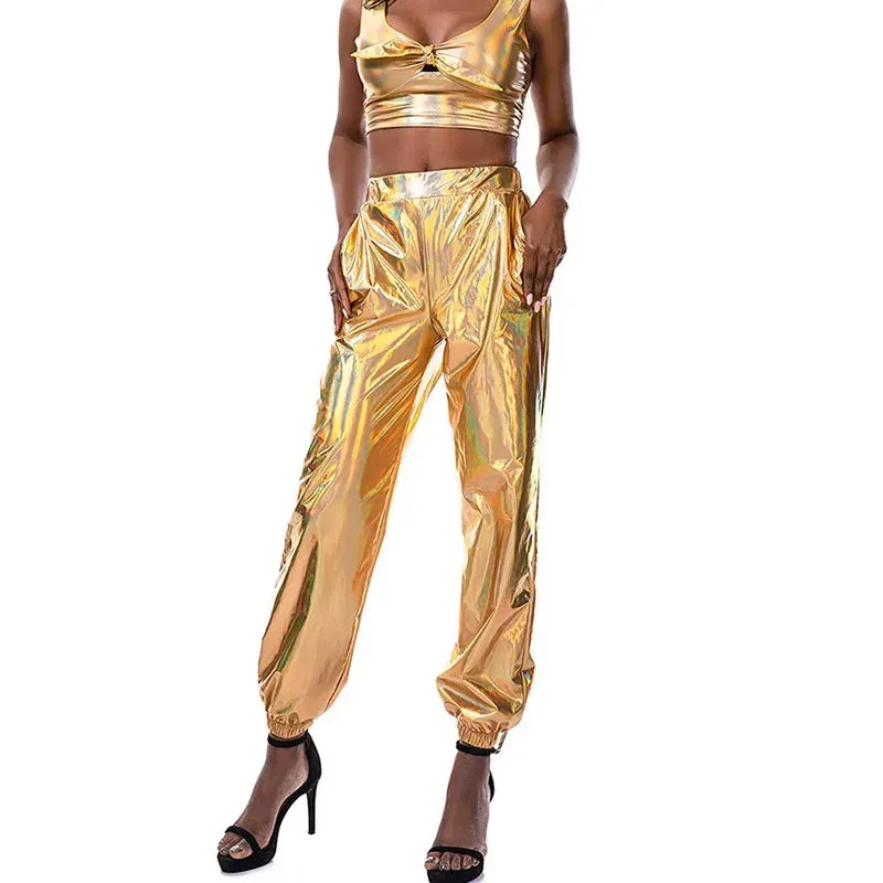 Women’s High-Waist Metallic Jogger Pants