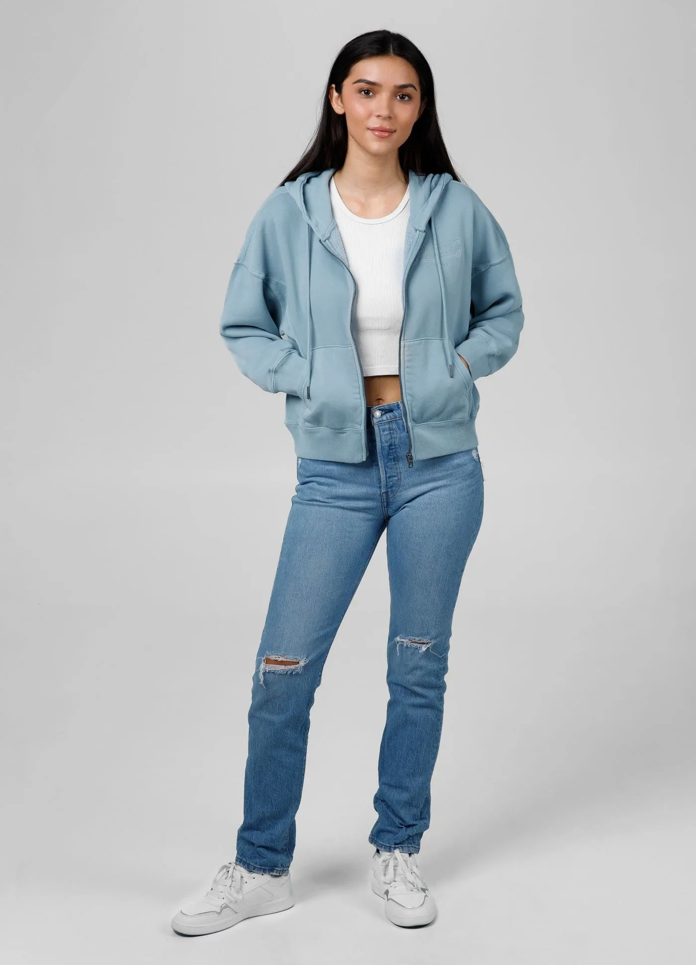 Women's zip-up hoodie Washed Manzanita II - Blue