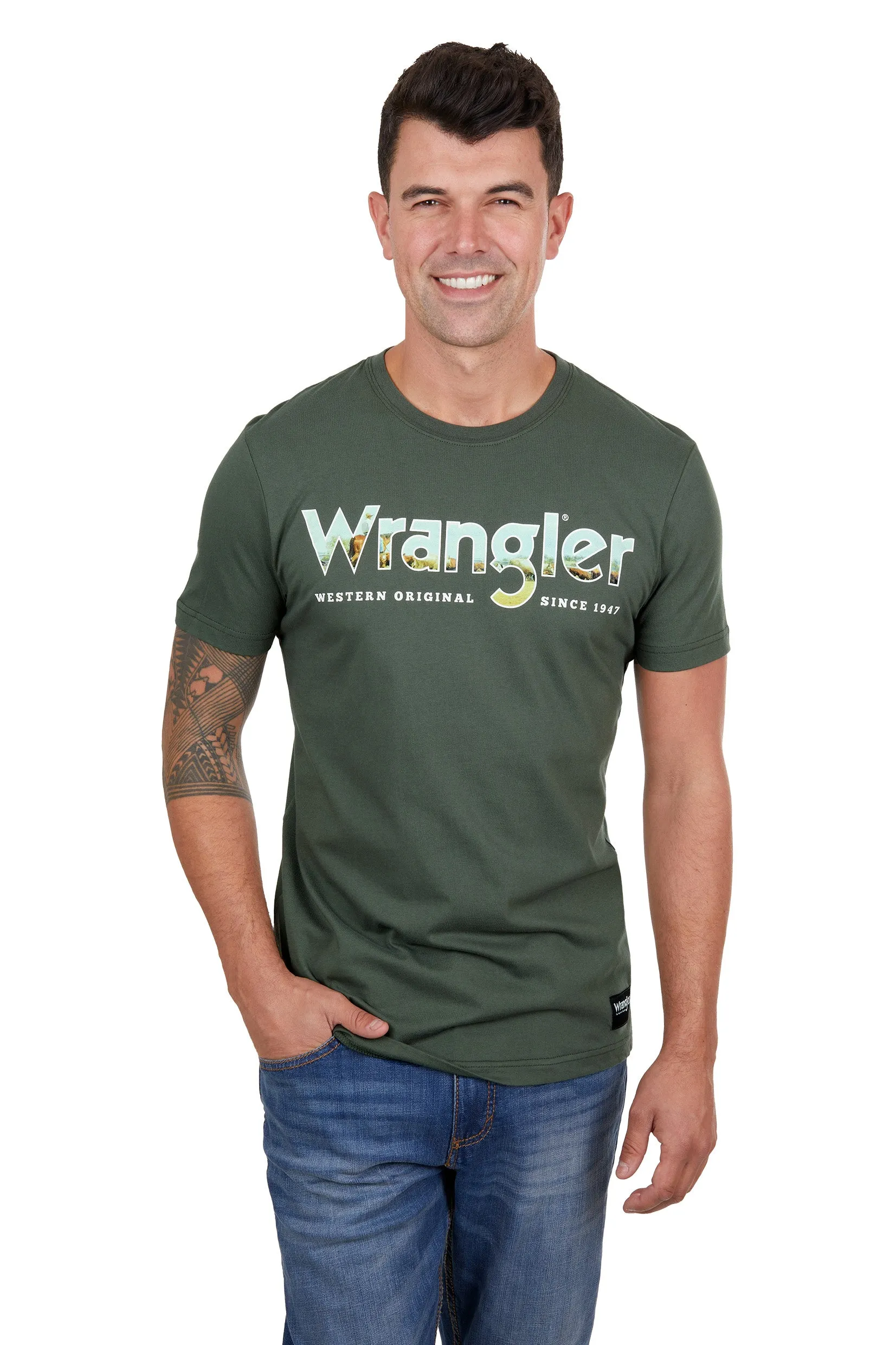 Wrangler Lucas Mens SS Tee Cypress