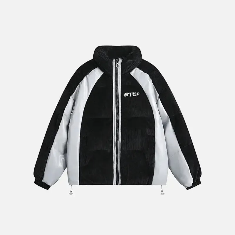 Y2K Corduroy Patchwork Retro Puffer Quilted Jacket