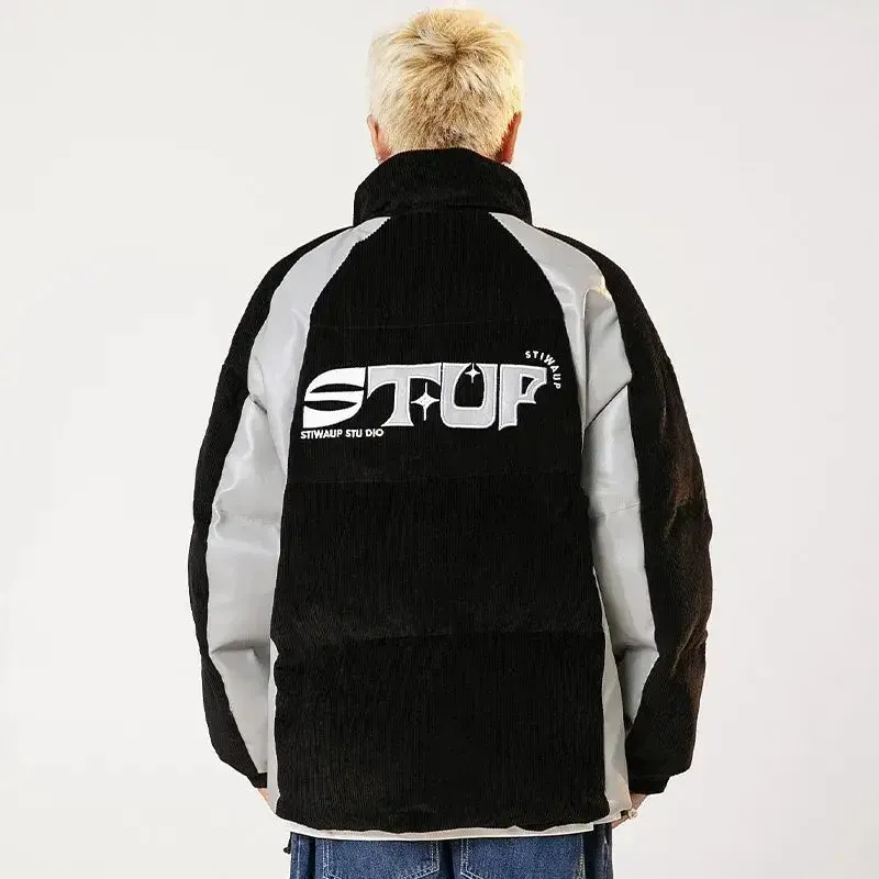 Y2K Corduroy Patchwork Retro Puffer Quilted Jacket