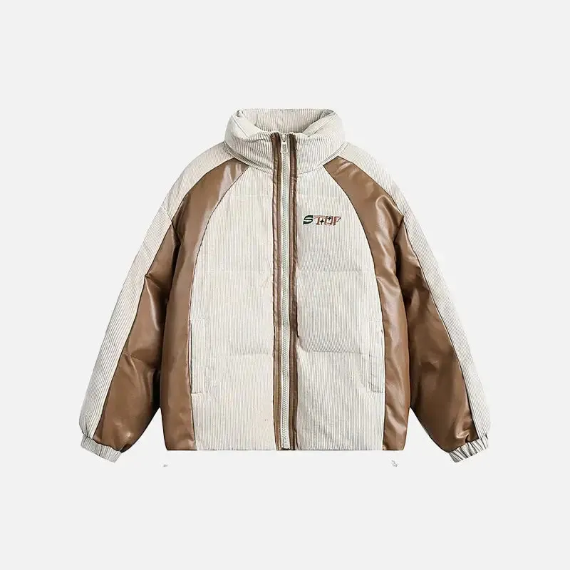 Y2K Corduroy Patchwork Retro Puffer Quilted Jacket