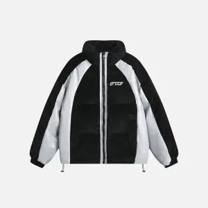 Y2K Corduroy Patchwork Retro Puffer Quilted Jacket