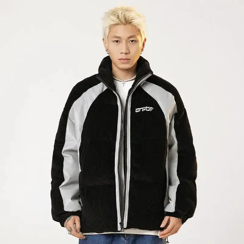 Y2K Corduroy Patchwork Retro Puffer Quilted Jacket