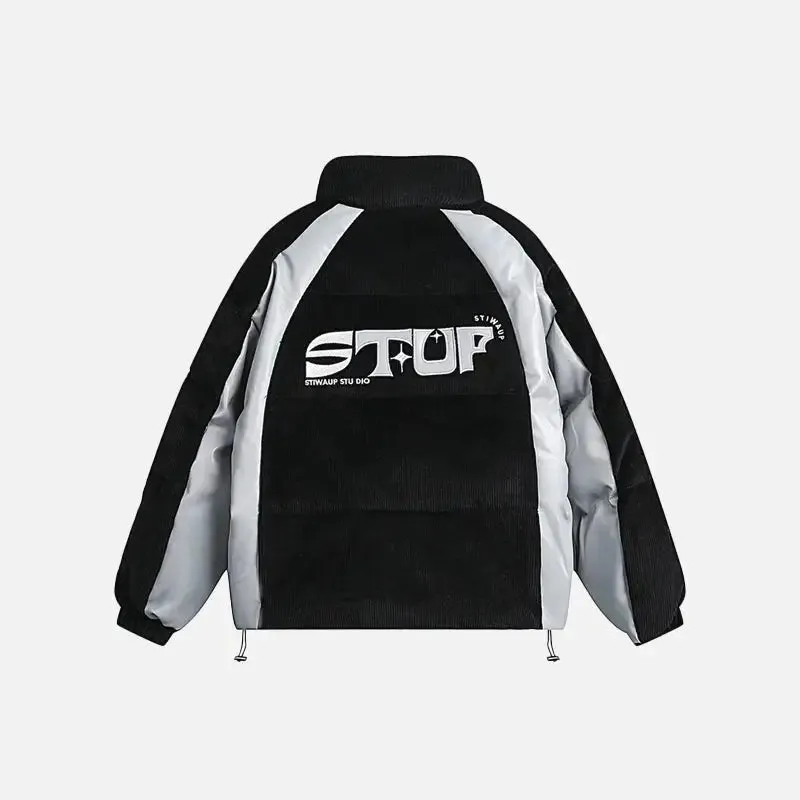 Y2K Corduroy Patchwork Retro Puffer Quilted Jacket