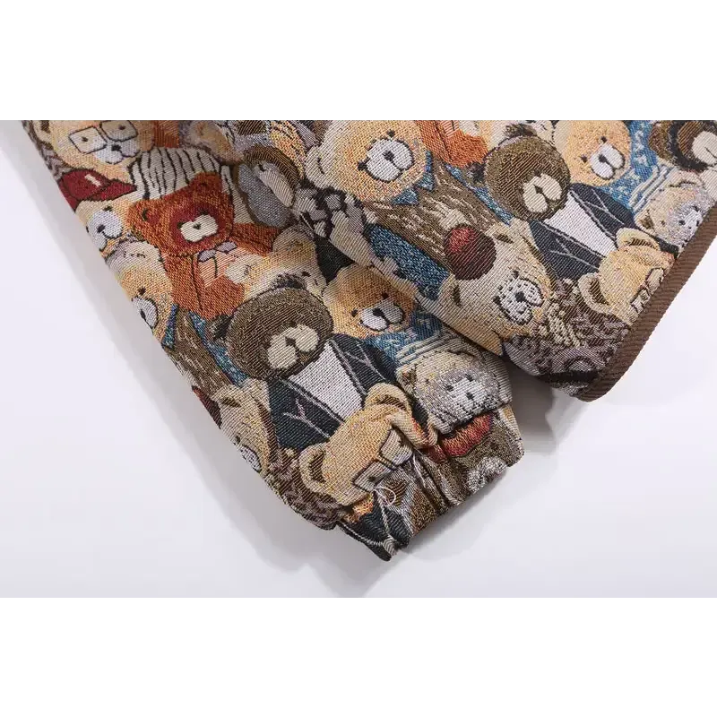 Y2K Vintage Bear Plush Padded Jacket for Comfort and Style
