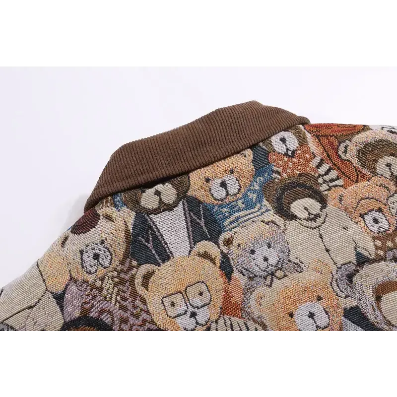 Y2K Vintage Bear Plush Padded Jacket for Comfort and Style
