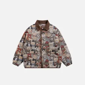 Y2K Vintage Bear Plush Padded Jacket for Comfort and Style