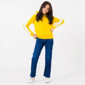 Yellow & White Zipper Hoodie