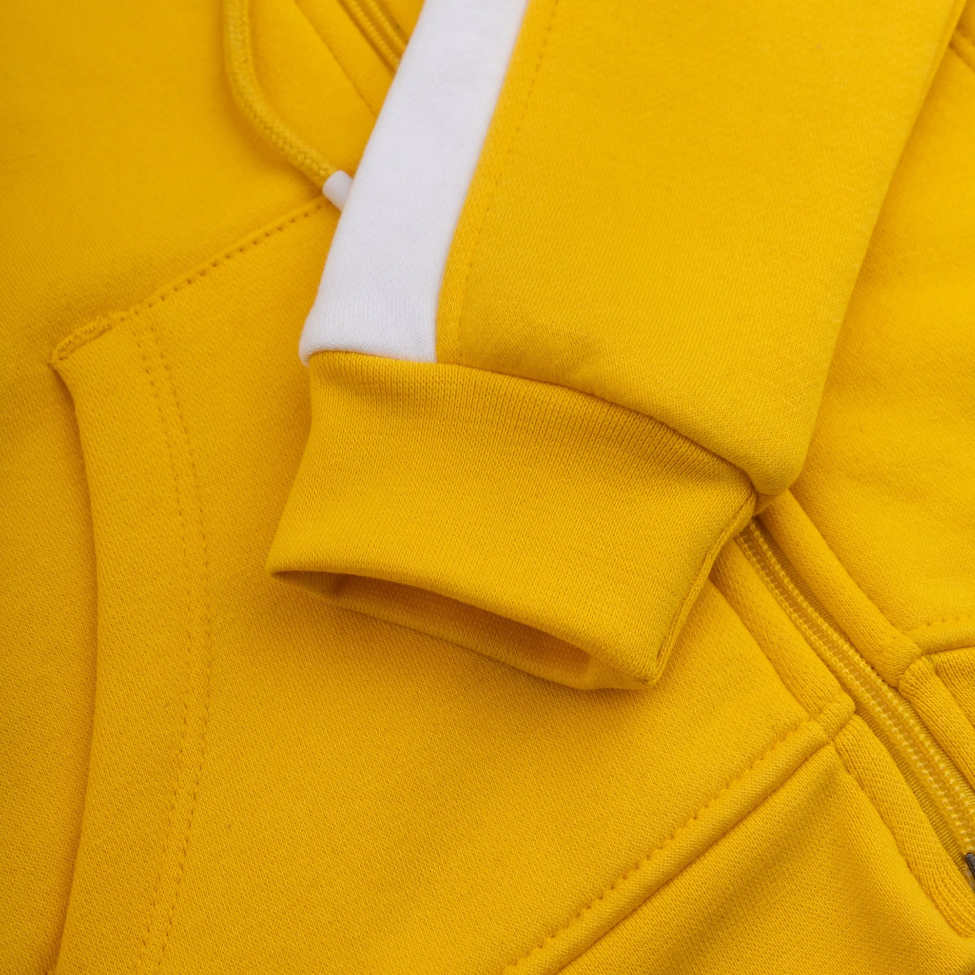 Yellow & White Zipper Hoodie