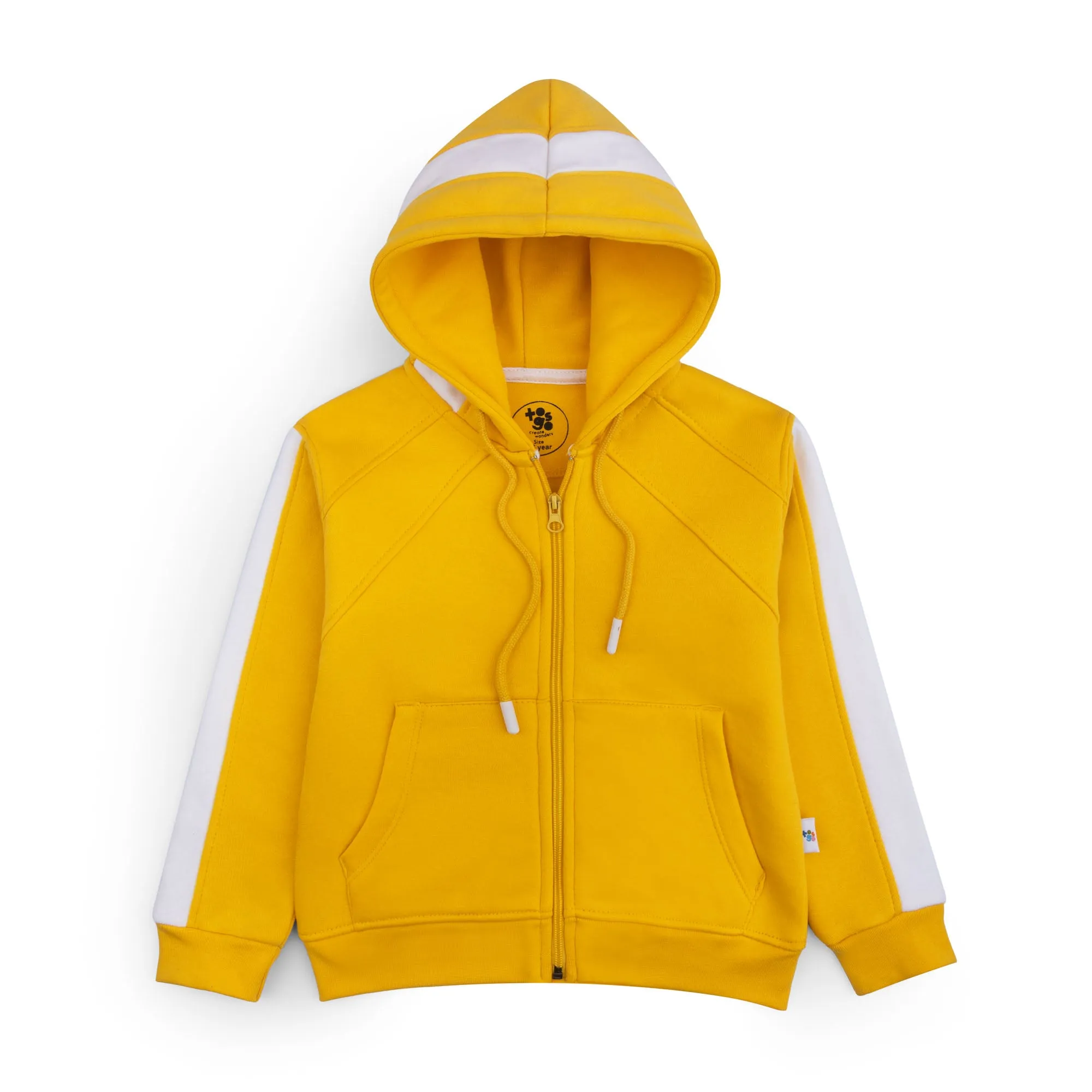 Yellow & White Zipper Hoodie