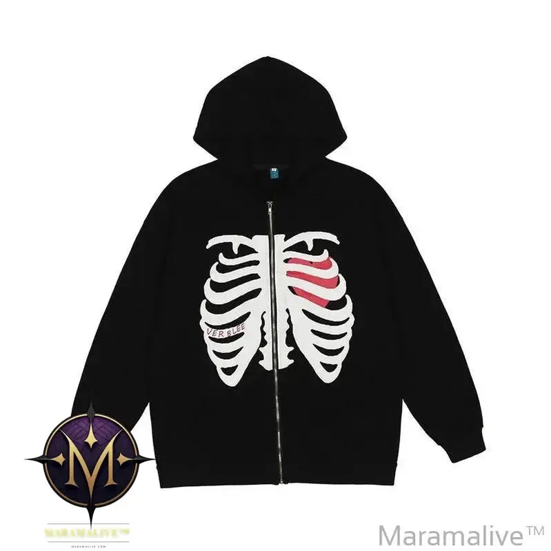 Zip Rhinestone Women Hoodie 2024 Oversized Hoodies E-girl Goth Punk Jacket Long Sleeve White Sweatshirts Trend Streetwear