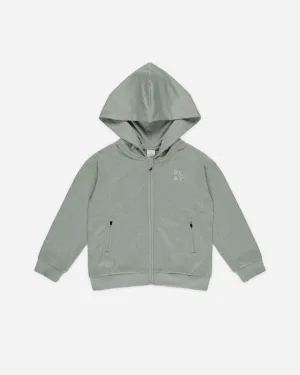 Zip-Up Tech Hoodie || Heathered Eucalyptus