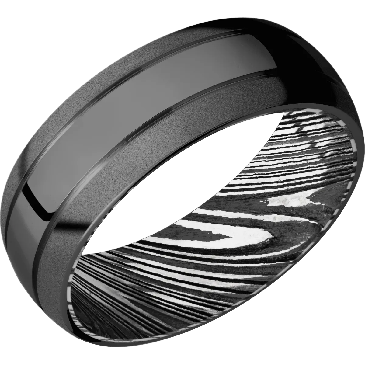 Zirconium & Damascus Band