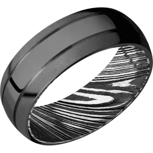 Zirconium & Damascus Band