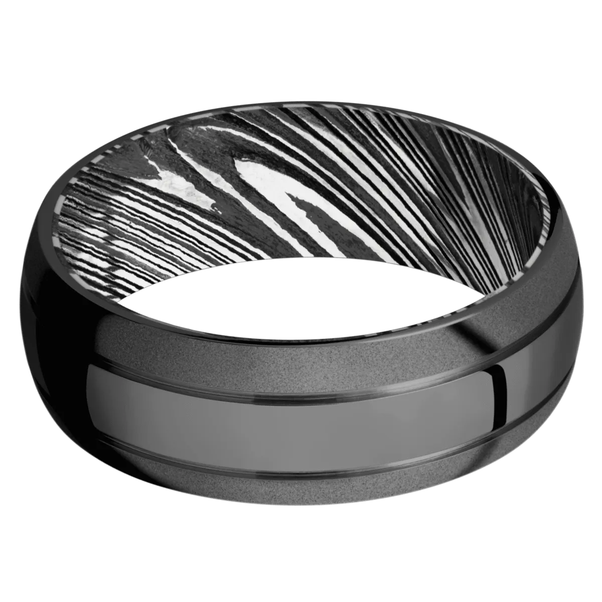 Zirconium & Damascus Band
