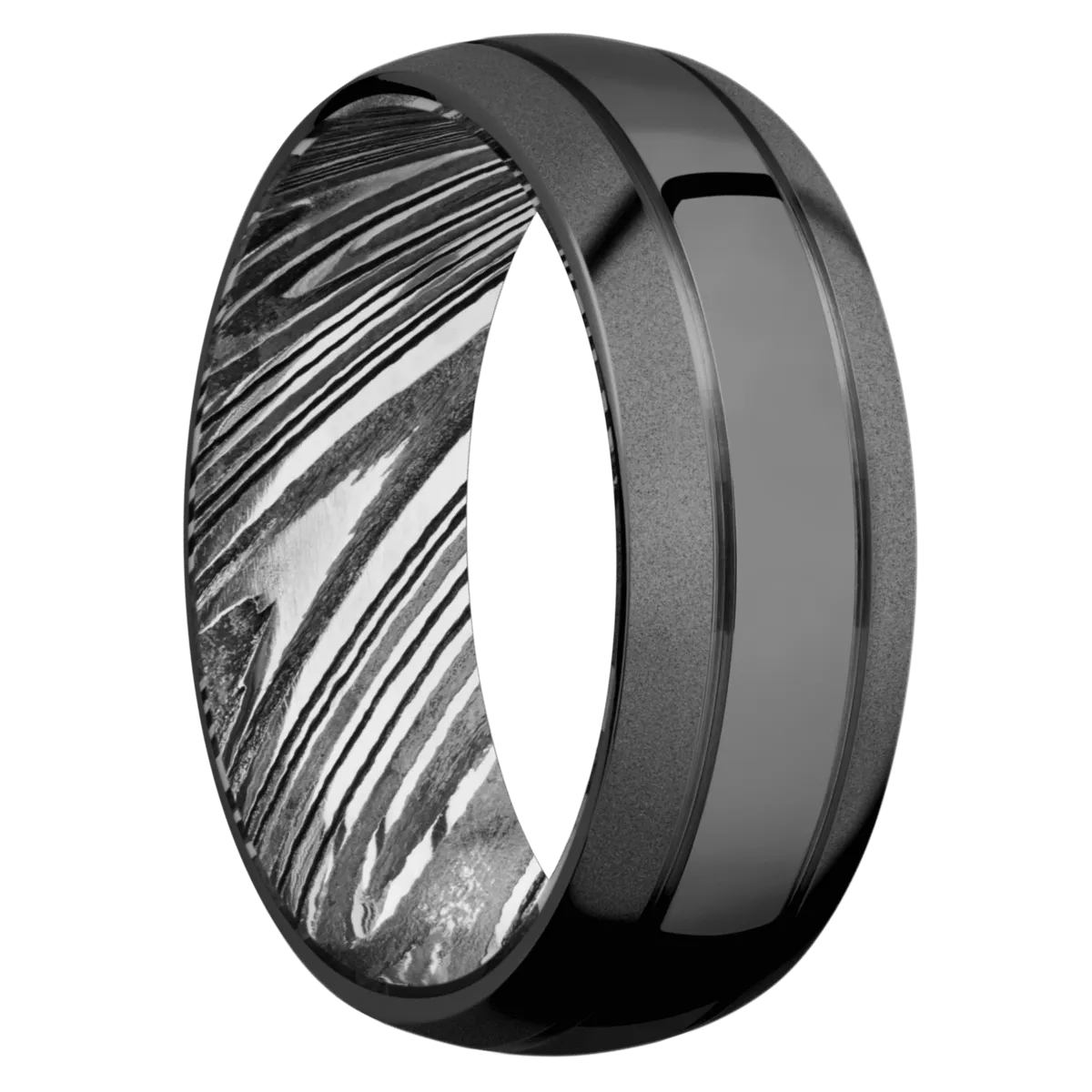 Zirconium & Damascus Band